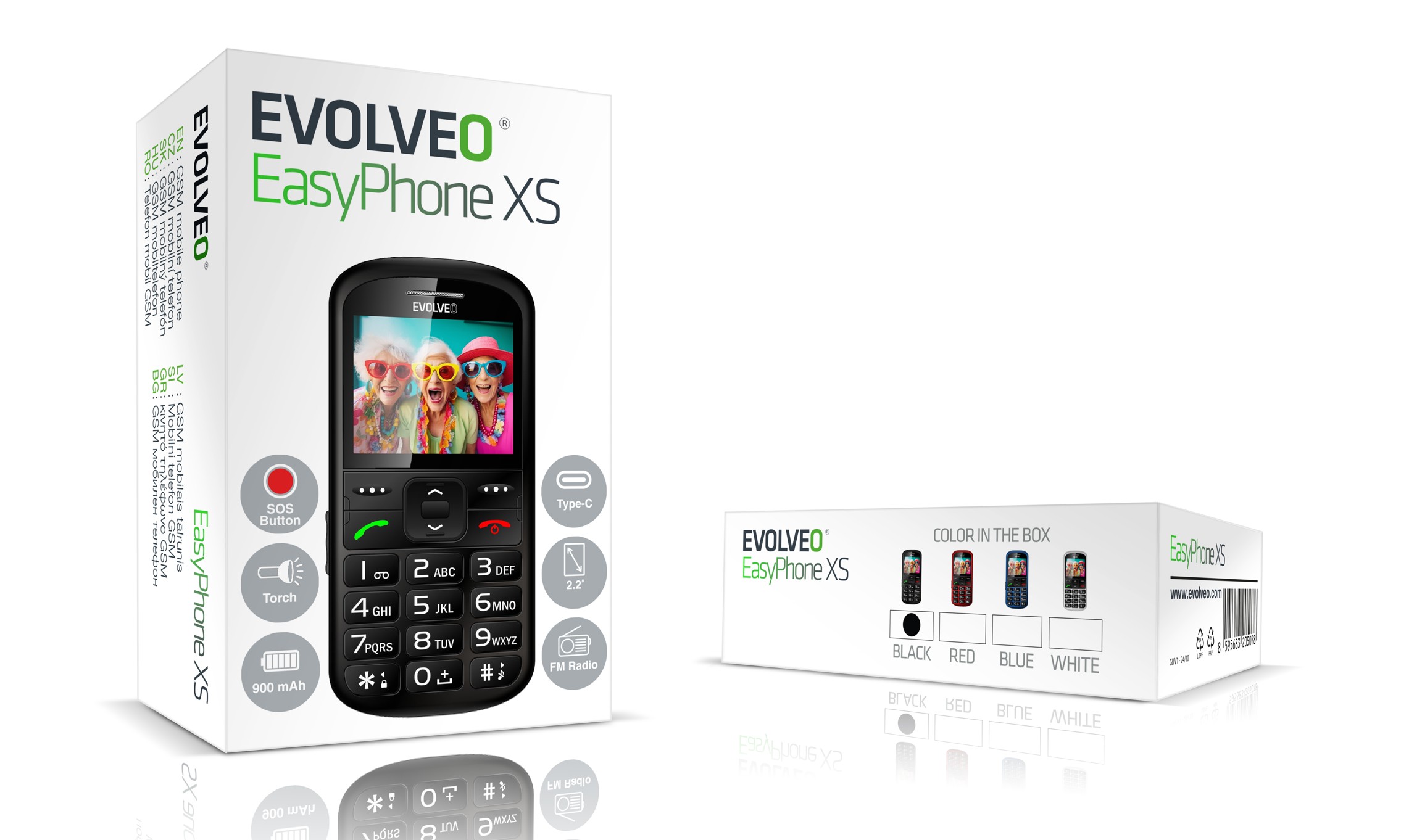 EVOLVEO EasyPhone XS, mobilný telefón pre seniorov, čierny 