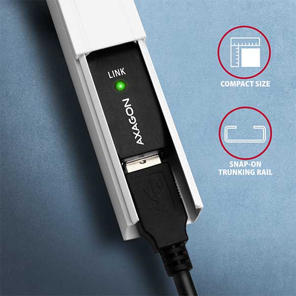 AXAGON ADR-207, USB 2.0 A-M -> A-F aktívny predlžovací / repeater kábel, 7.5m 