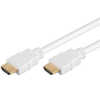 PremiumCord HDMI High Speed + Ethernet kábel, biely, pozlátené konektory, 3m