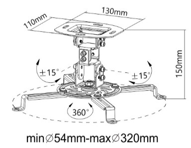 Stropný držiak projektora Brateck PRB-18F 