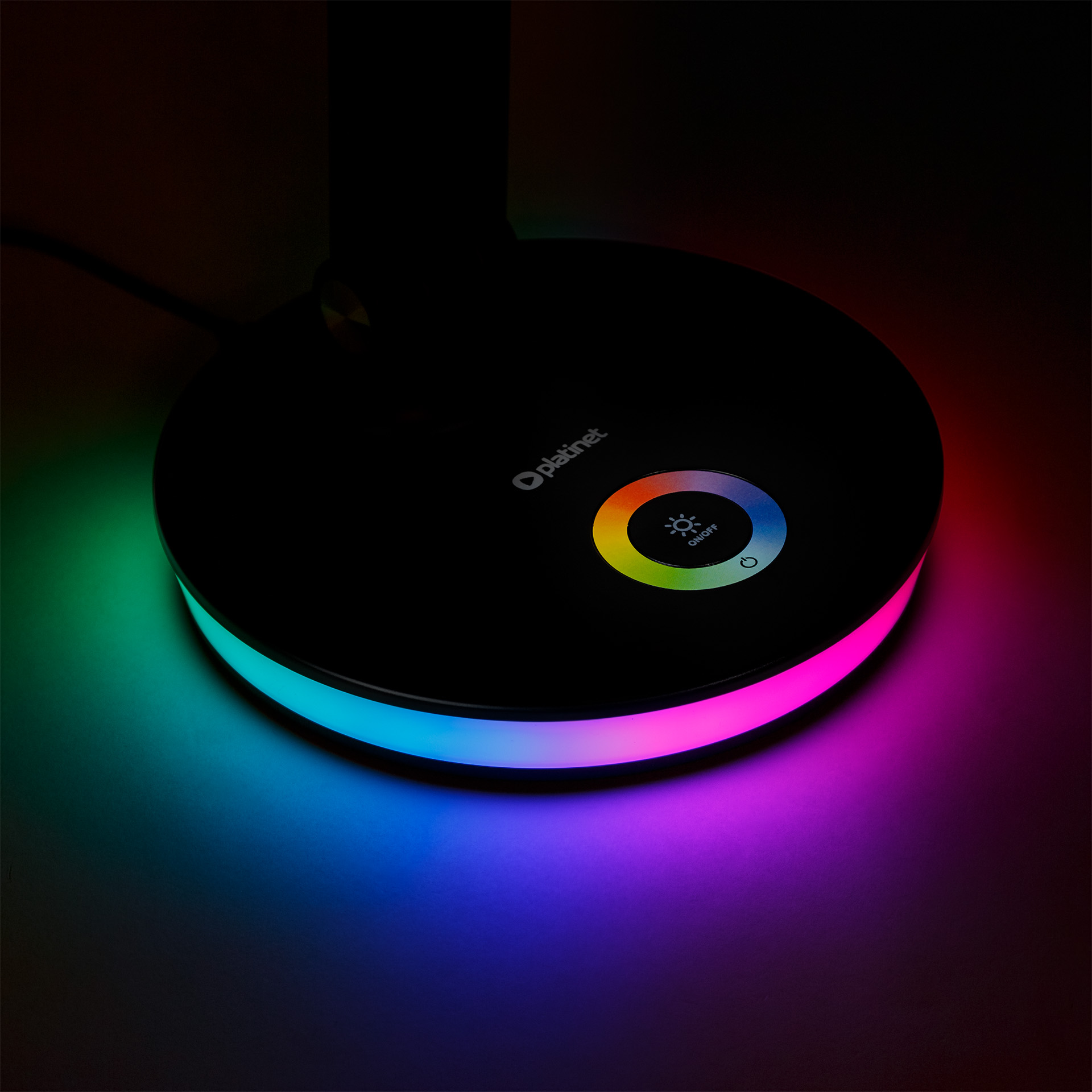 Platinet PDL400RGBW stolná LED lampa 12W stmievateľná, dotykové ovládanie, USB port, biela 