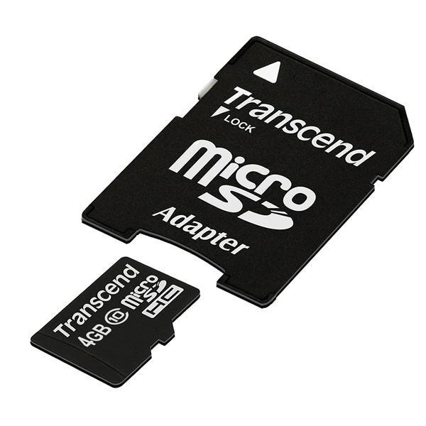 Karta TRANSCEND MicroSDHC 4GB Class 10 + adaptér2