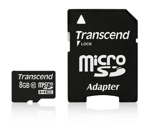 Karta TRANSCEND MicroSDHC 8 GB triedy 10 + adaptér