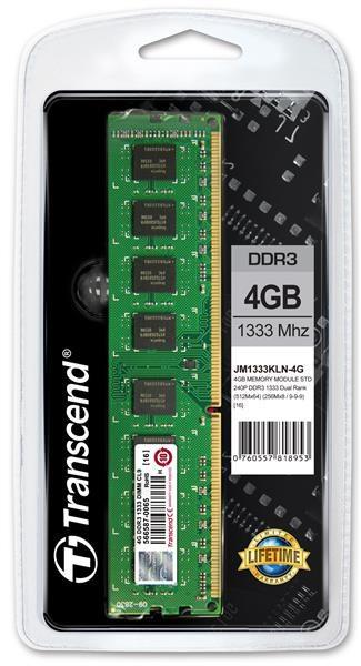 TRANSCEND JetRam™ DDR3 4GB 1333MHz DIMM,  256Mx8 CL91