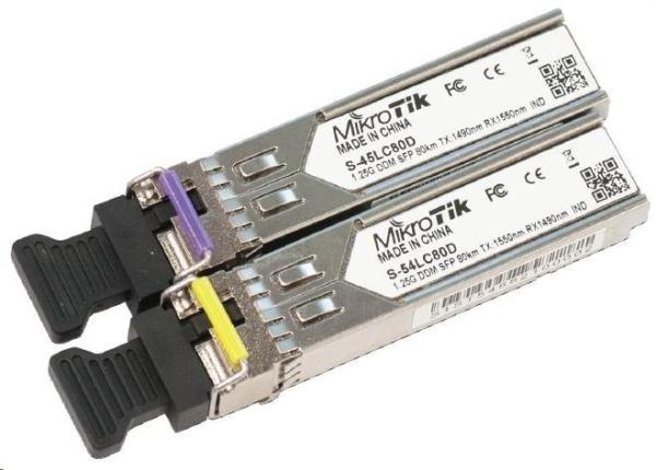 Mikrotik SFP (miniGBIC) modul S-45/ 54LC80D,  SM,  80km,  1.25G (pár)