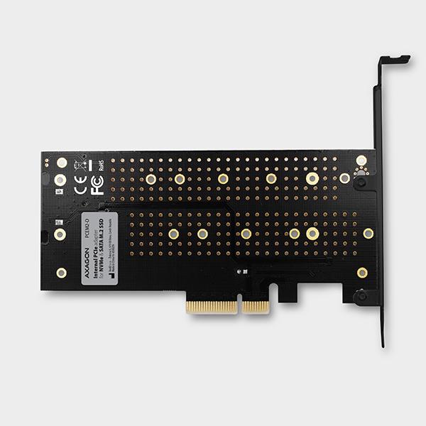 AXAGON PCEM2-D,  PCIe x4 - M.2 NVMe M-key + SATA B-key slot adaptér,  vrátane. LP6