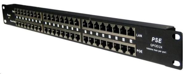 POE injektor pasivní - 24x 100 Mb/ s,  stíněný panel