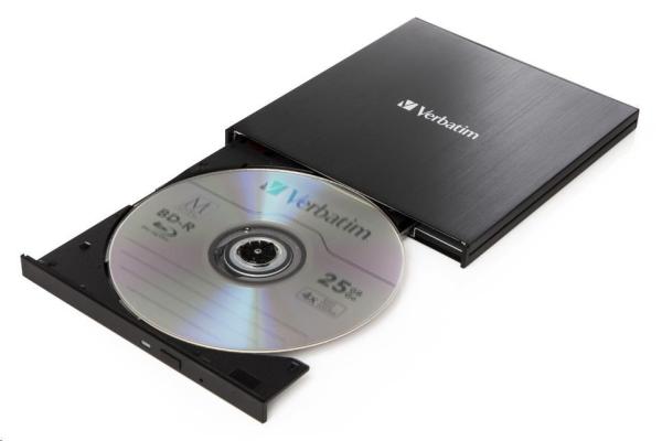 VERBATIM Ultra HD 4K Blu-ray externá slimline napaľovačka (USB 3.1,  USB-C) + bezplatné 25GB médium1
