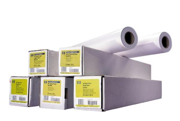 HP Heavyweight Coated Paper,  167 microns (6.6 mil) • 130 g/ m2 (35 lbs) • 1067 mm x 68.6 m,  Q1956A