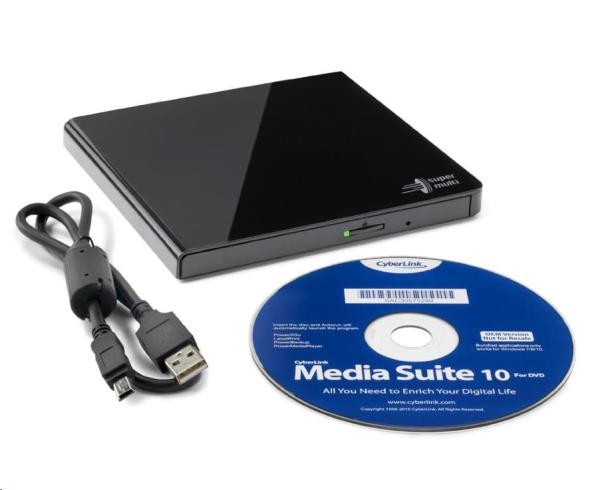 HITACHI LG - externá mechanika DVD-W/ CD-RW/ DVD±R/ ±RW/ RAM GP57EB40,  Slim,  čierna,  box+SW3