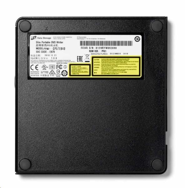 HITACHI LG - externá mechanika DVD-W/ CD-RW/ DVD±R/ ±RW/ RAM GP57EB40,  Slim,  čierna,  box+SW5