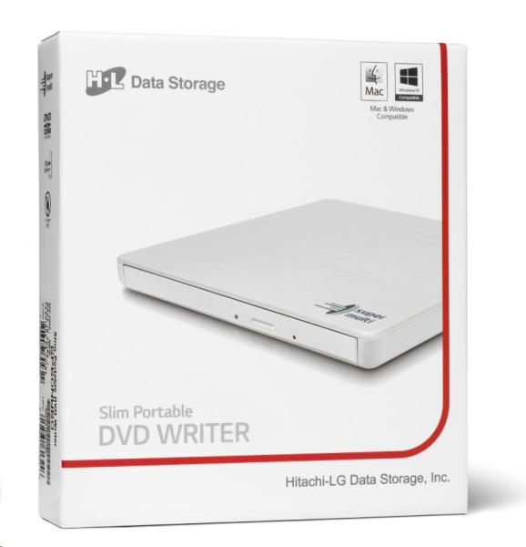 HITACHI LG - externá mechanika DVD-W/ CD-RW/ DVD±R/ ±RW/ RAM GP60NW60,  Slim,  biela,  krabica+SW1