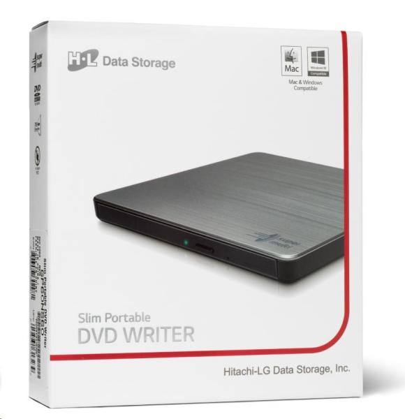 HITACHI LG - externá mechanika DVD-W/ CD-RW/ DVD±R/ ±RW/ RAM GP60NS60,  Slim,  Silver,  box+SW0