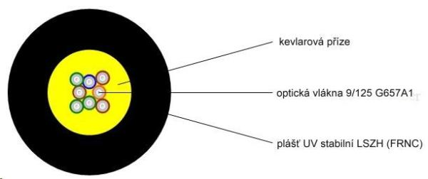 Optický kabel LEXI-Net DROP FTTx,  8x 9/ 125 SM,  G.657A1,  LS0H,  černý,  cívka 1km0