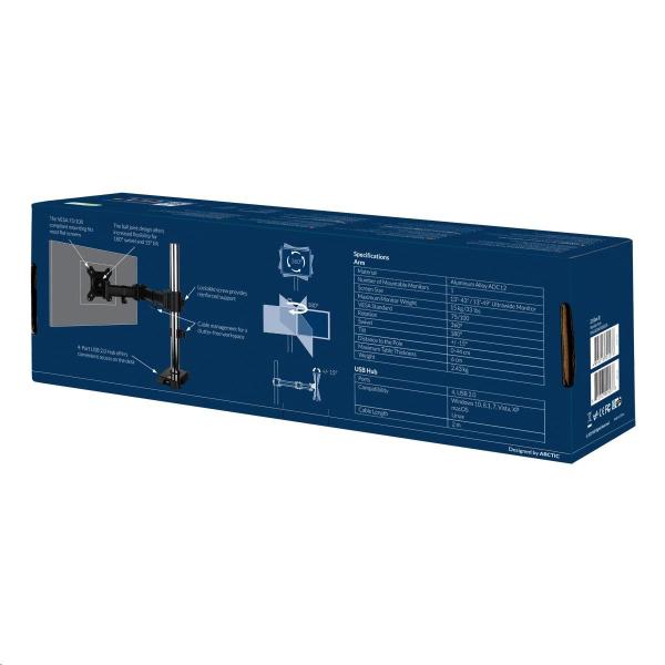 Držiak stola ARCTIC Z1 (Gen.3) pre 1x LCD do 43",  nosnosť 15 kg,  USB HUB,  čierny12