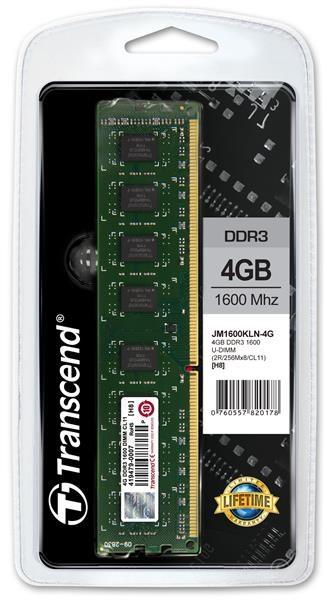 TRANSCEND JetRam™ DDR3 4GB 1600MHz DIMM,  256Mx8 CL110