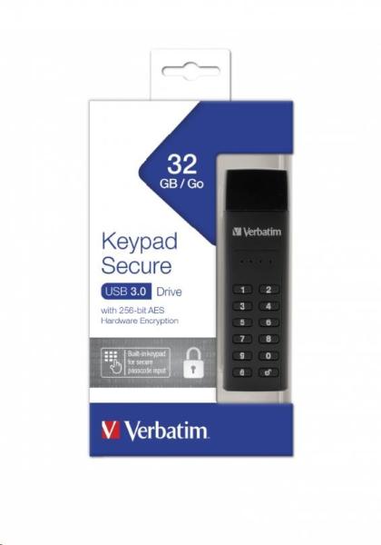 VERBATIM USB 3.0 Disk 32 GB - Zabezpečená klávesnica (R:160/ W:130 MB/ s) GDPR6
