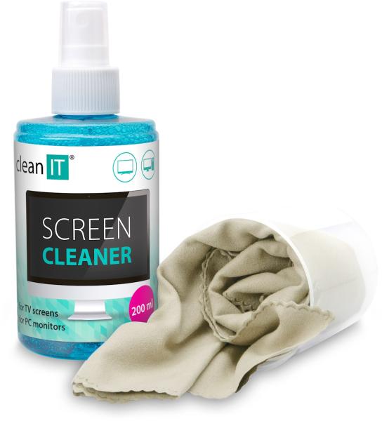 CLEAN IT Roztok na čistenie obrazovky 200 ml s utierkou v uzávere3