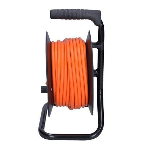 Solight prodlužovací přívod na bubnu,  4 zásuvky,  15m,  oranžový kabel,  3x 1, 5mm21