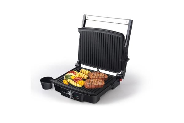 Orava Grillchef elektrický kontaktní gril,  2000 W,  regulace teploty,  tepelně izolovaná rukojeť