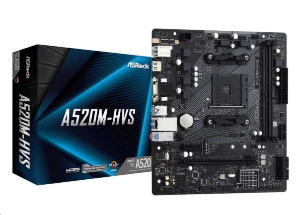 ASRock MB Sc AM4 A520M-HVS,  AMD A520M,  2xDDR4,  HDMI
