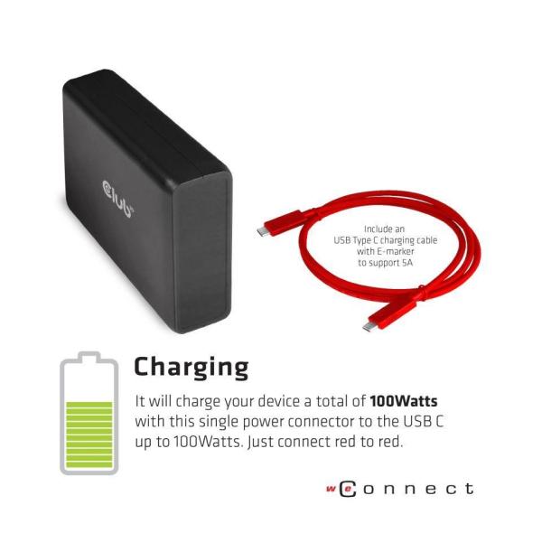 Dokovacia stanica Club3D USB-C 3.2 s napájacím adaptérom Triple Display Dynamic PD,  100 W5