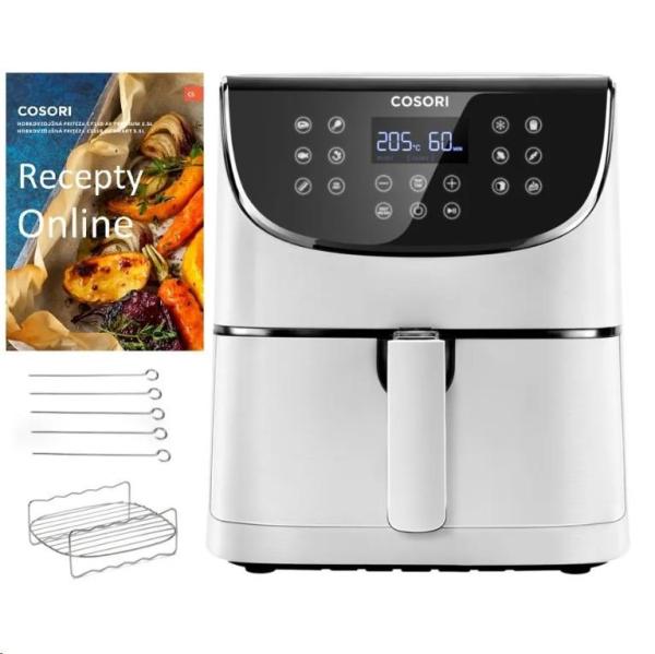 Cosori CP158-AF PREMIUM –  5.5L horkovzdušná fritéza + 5x špíz a gril. rošt,  white