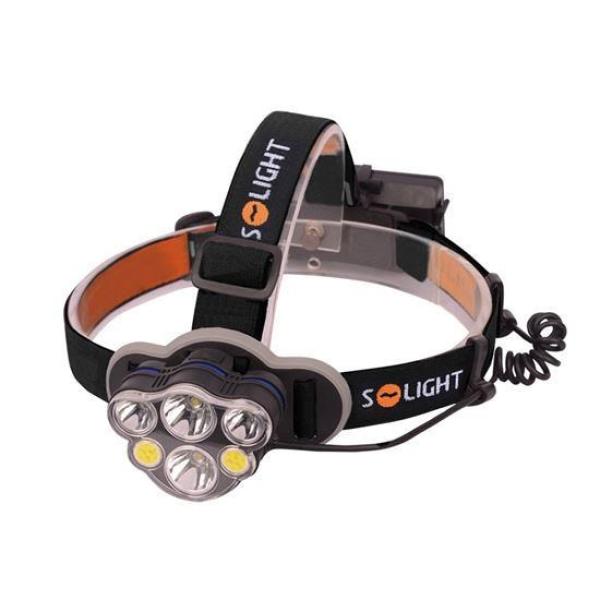 Solight LED čelová nabíjecí svítilna,  550lm,  Li-Ion,  USB