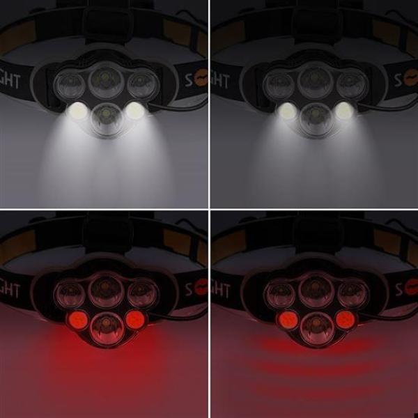 Solight LED čelová nabíjecí svítilna,  550lm,  Li-Ion,  USB6