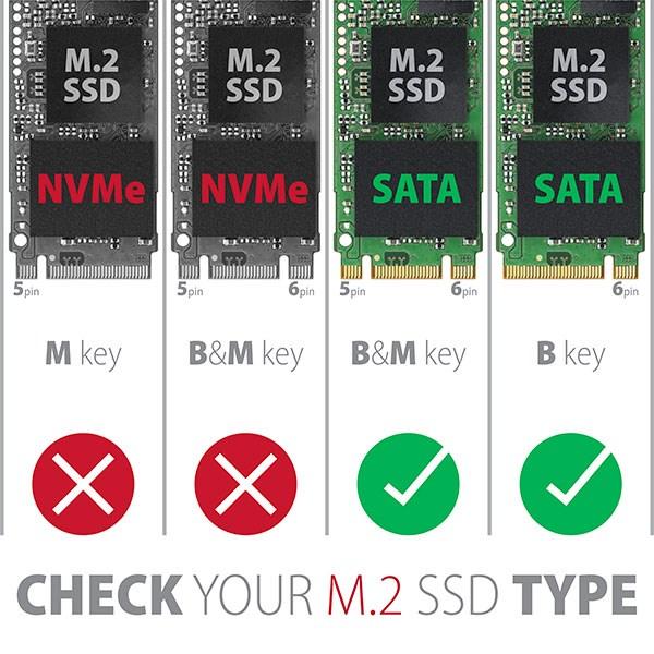 AXAGON EEM2-SBC,  USB-C 3.2 Gen 2 - M.2 SATA SSD kovový box RAW,  bez skrutiek10