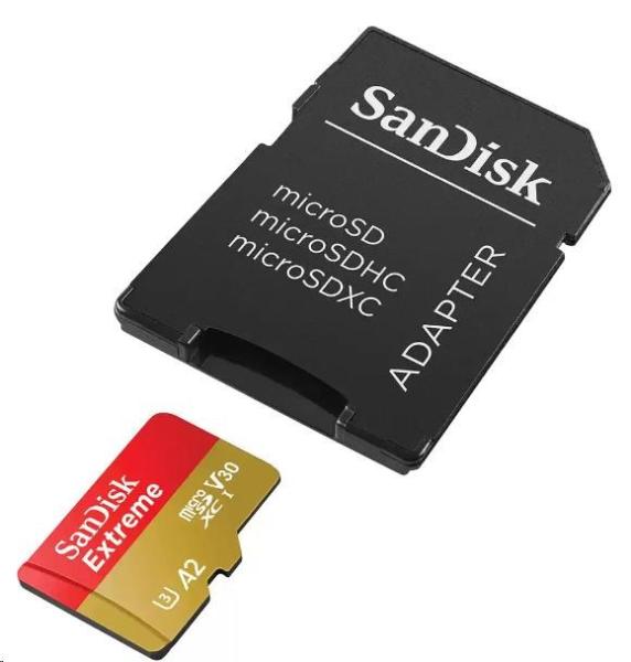 Karta SanDisk micro SDXC 256GB Extreme (190 MB/ s Class 10,  UHS-I U3 V30) + adaptér1