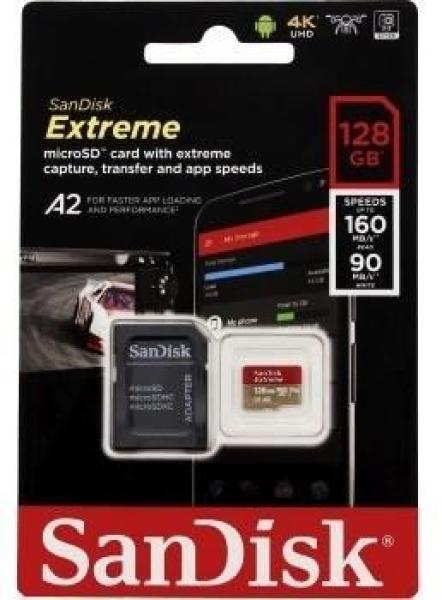 Karta SanDisk micro SDXC 128 GB Extreme Action Cams and Drones (190 MB/ s Class 10,  UHS-I U3 V30) + adaptér2