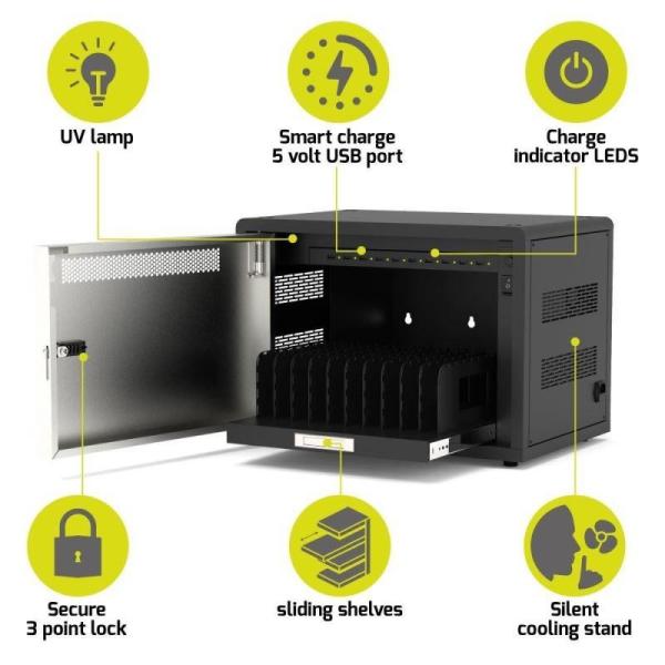 PORT nabíjecí skříňka pro 10 tabletů,  černá a béžová3