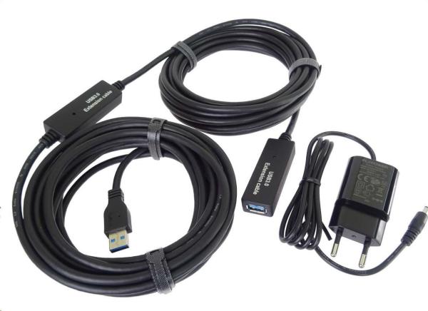 PremiumCord USB 3.0 repeater a prodlužovací kabel A/ M-A/ F 15m