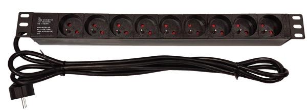 19" rozvodný panel LEXI-Net 9x230V,  kabel 3m,  1U