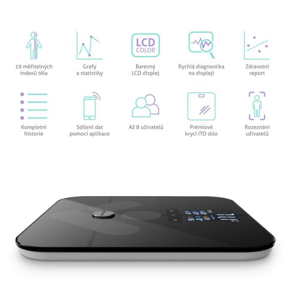 TrueLife FitScale W7 BT - Bioelektrická impedanční bluetooth váha - černá3