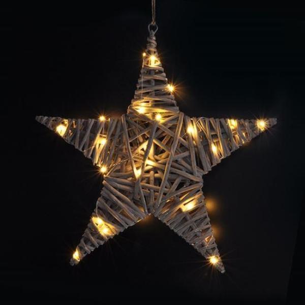 Solight LED ratanová hvězda,  40x LED,  2xAA,  40cm1