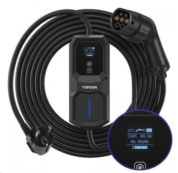 TOPDON mobilní nabíječka pro elektromobily PulseQ AC Portable - 3, 7kW