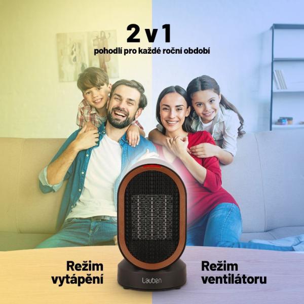 Lauben Desk Fan&Heater 2in1 600BB1