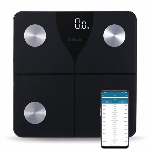 Salente SlimFit,  osobní diagnostická fitness váha,  Bluetooth,  černá