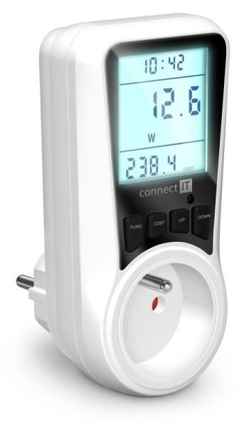 CONNECT IT Digitální měřič PowerMeter Pro,  Měřič spotřeby el. energie,  bílá