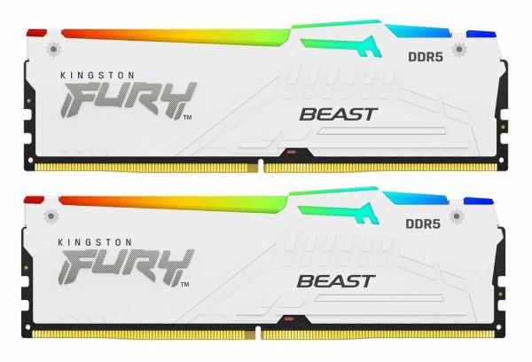 KINGSTON DIMM DDR5 64GB (Kit of 2) 6000MT/ s CL30 Non-ECC FURY Beast RGB EXPO,  Bílá