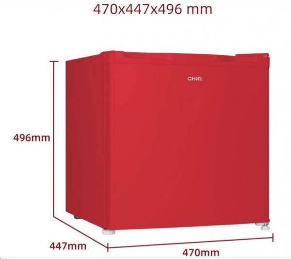 CHiQ CSD46D4RE minibar,  46 litrů,  2 přihrádky,  0 °C až +10 °C,  39 dB,  červený3