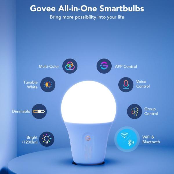 Govee Smart žárovka RGBWW 12W-85W 1200lm E27 Long Life,  Matter6