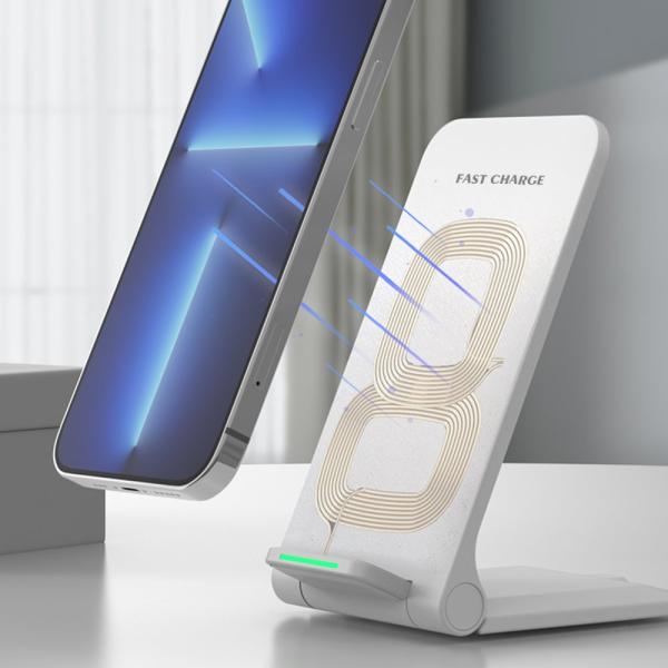 1stCOOL bezdrátová QI nabíječka H18,  skládací stojánek,  USB-C,  bílá5