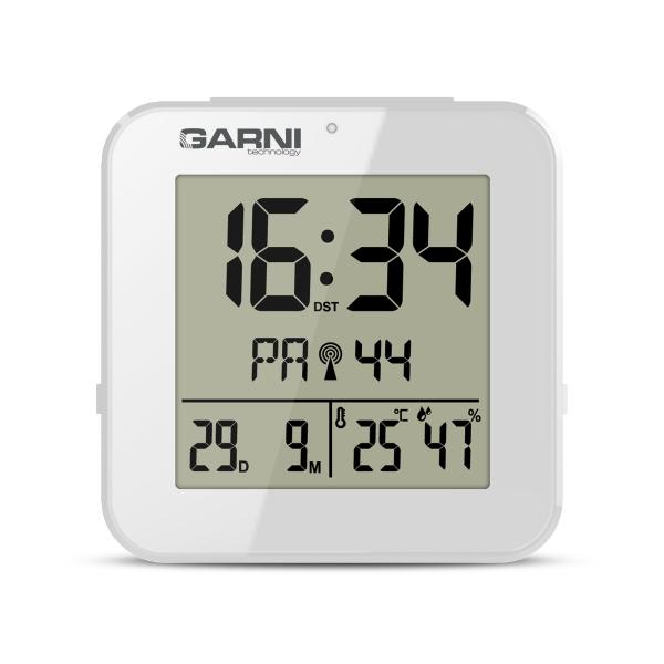 GARNI 138W - digitální budík s teploměrem a vlhkoměrem,  bílá