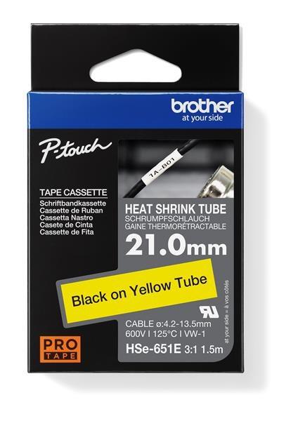 BROTHER smršťovací bužírka - HSE-651E žlutá pro H300 H500 E550 P700 P750 D800 P900 P950 - 21mm /  4, 2-13, 5mm /  3:1