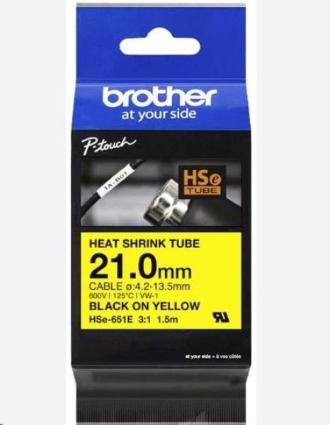 BROTHER smršťovací bužírka - HSE-651E žlutá pro H300 H500 E550 P700 P750 D800 P900 P950 - 21mm /  4, 2-13, 5mm /  3:11