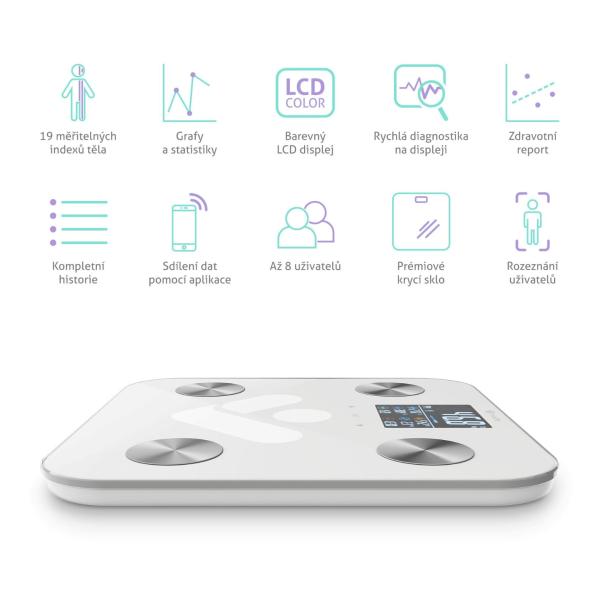 TrueLife FitShape S6 BT - Bioelektrická impedanční bluetooth váha - bílá4