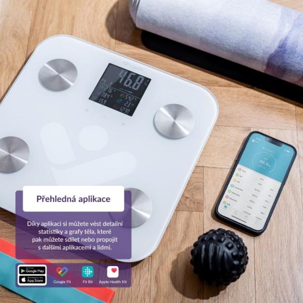 TrueLife FitShape S6 BT - Bioelektrická impedanční bluetooth váha - bílá7